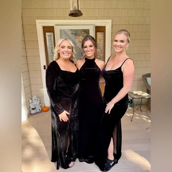 revelry black bridesmaid dresses One-Shoulder Dress Size 2 in scarf Meet Our First Three Satin
